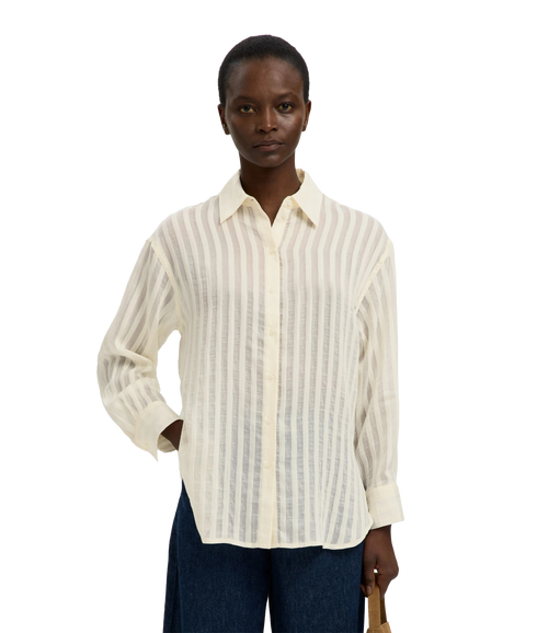 Toran Oversized LS Striped Shirt B - White