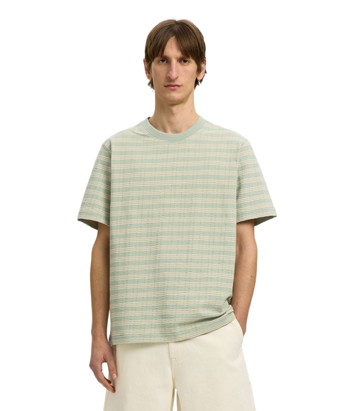 Eli Seersucker SS O-Neck Tee - Turquoise