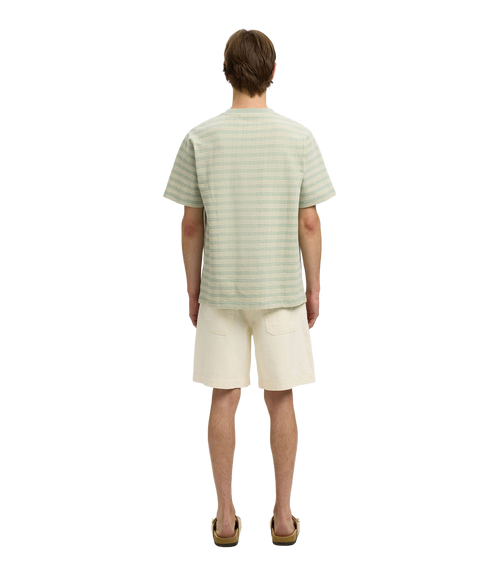 Eli Seersucker SS O-Neck Tee - Turquoise