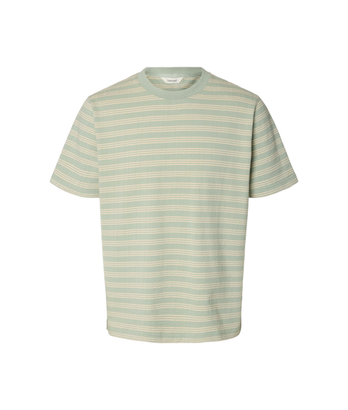 Eli Seersucker SS O-Neck Tee - Turquoise