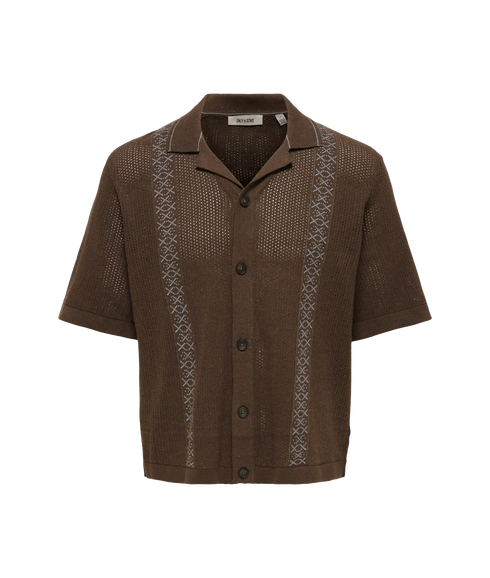 Jory Rlx Crop SS Shirt Knit - Brown