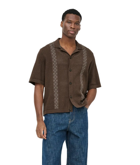 Jory Rlx Crop SS Shirt Knit - Brown