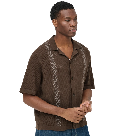 Jory Rlx Crop SS Shirt Knit - Brown