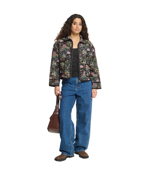 Hulina Jaquard Flower Jacket - Black