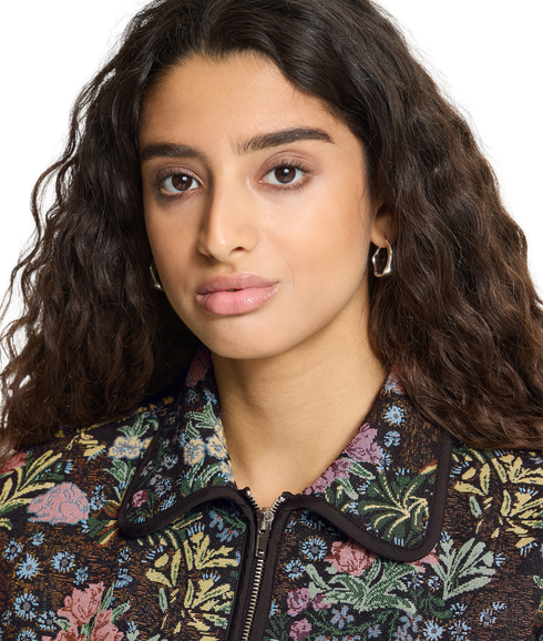 Hulina Jaquard Flower Jacket - Black