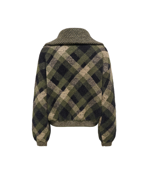 Maroon LS Zip Collar Cardigan - Green