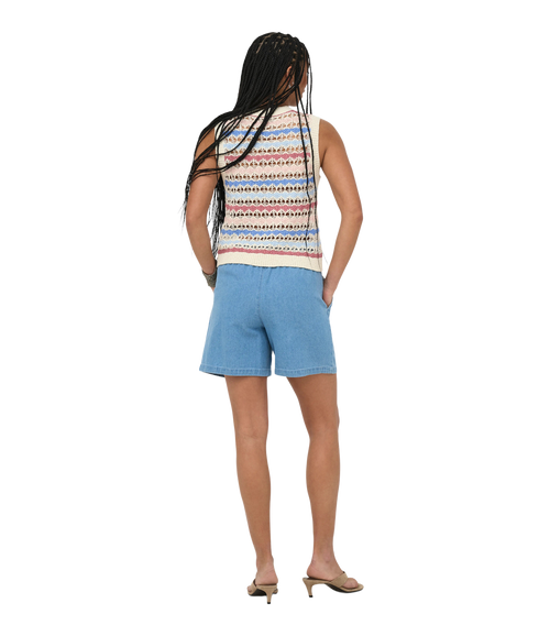 Geena O-Neck Pattern Top - Grey