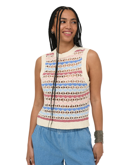 Geena O-Neck Pattern Top - Grey