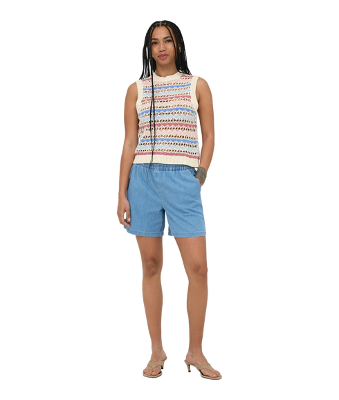 Geena O-Neck Pattern Top - Grey