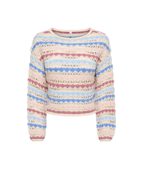 Geena LS O-Neck Pattern Loose - Grey
