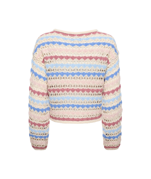 Geena LS O-Neck Pattern Loose - Grey