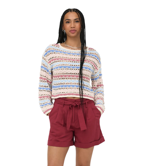Geena LS O-Neck Pattern Loose - Grey