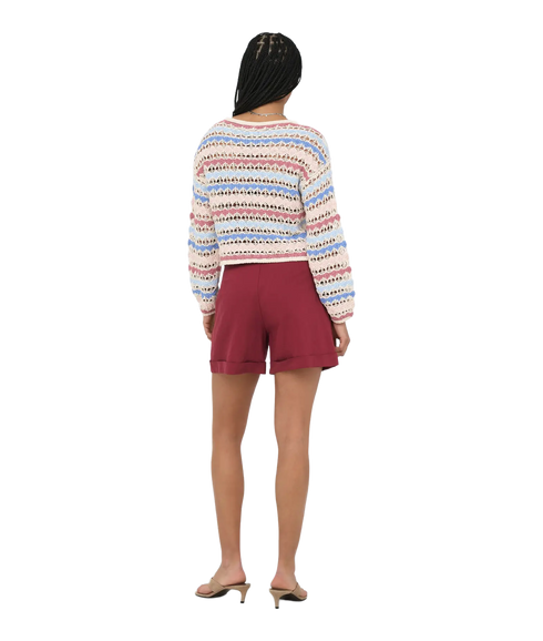 Geena LS O-Neck Pattern Loose - Grey