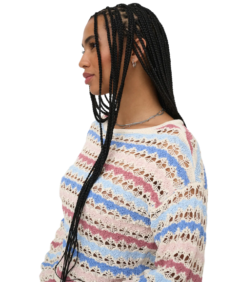 Geena LS O-Neck Pattern Loose - Grey