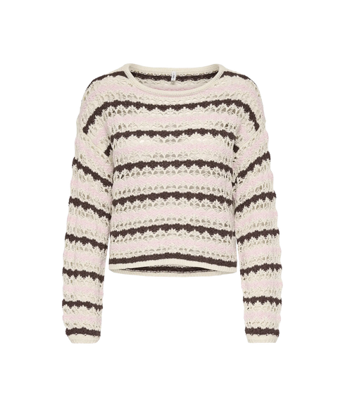 Geena LS O-Neck Pattern Loose - Grey