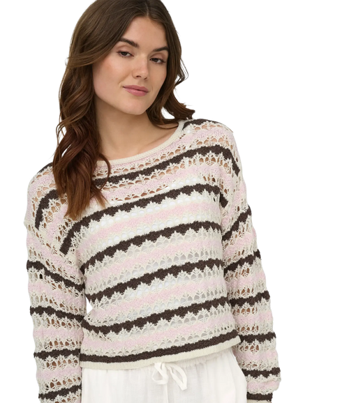 Geena LS O-Neck Pattern Loose - Grey