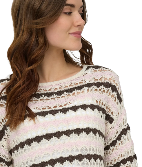 Geena LS O-Neck Pattern Loose - Grey