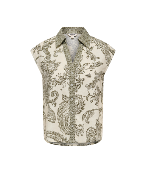 Misa Leya S/L Paisley Shirt Wvn - Green