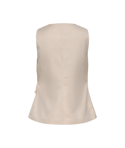 Baia S/L Linen Bl Wrap Waistcoat Tlr - Grey