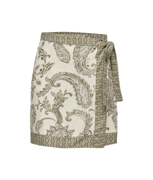 Leya Belt Wrap Short Skirt Wvn - Green