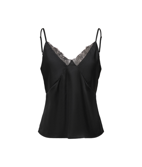 Faraya Strap Lace Satin Top Wvn - Black