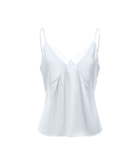 Faraya Strap Lace Satin Top Wvn - White