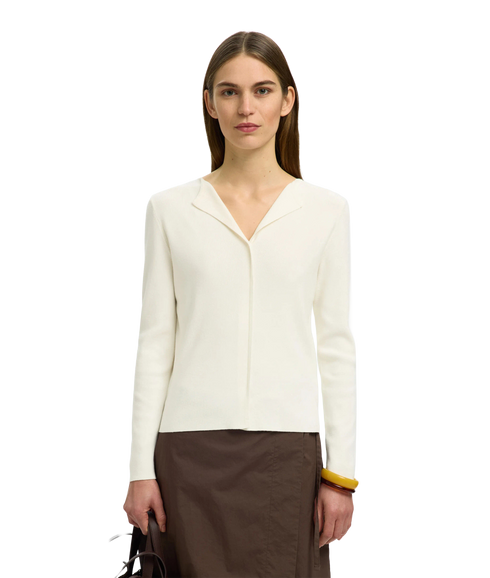 Talia LS Knit Top - White