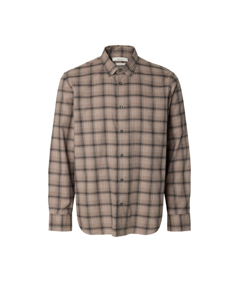 Regcole Jay Melange LS Shirt - Brown