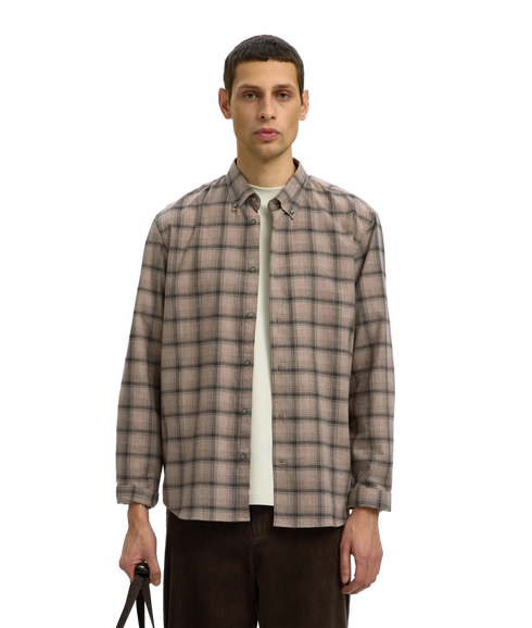 Regcole Jay Melange LS Shirt - Brown