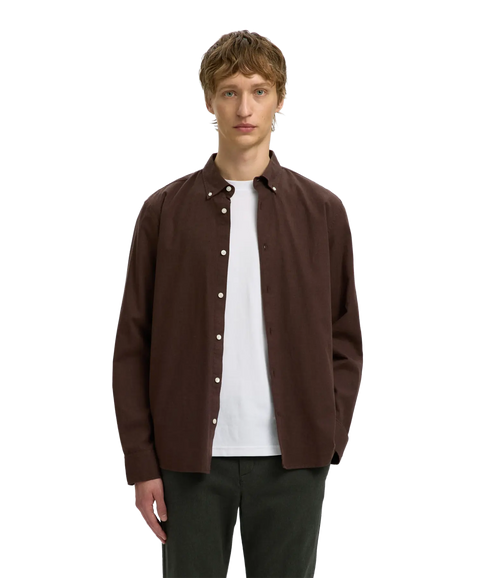 Regcole Jay Melange LS Shirt - Brown