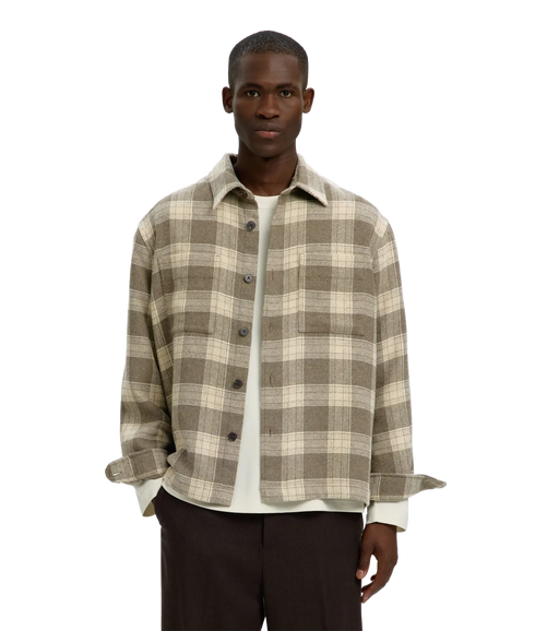 Ole Pablo Wool Blend Overshirt - Grey
