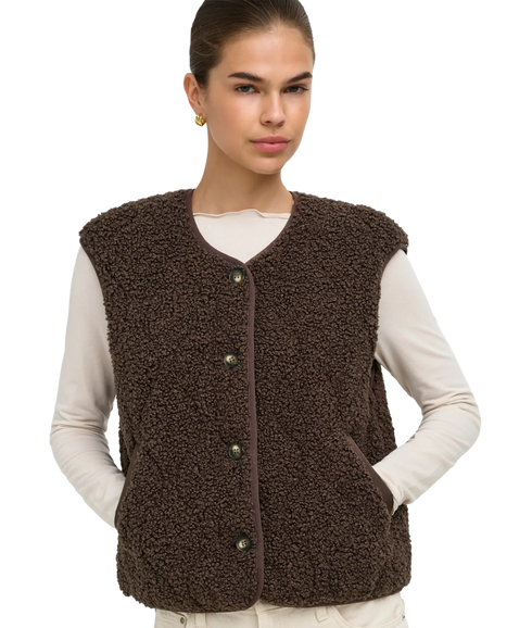 Ines Teddy Waistcoat - Brown