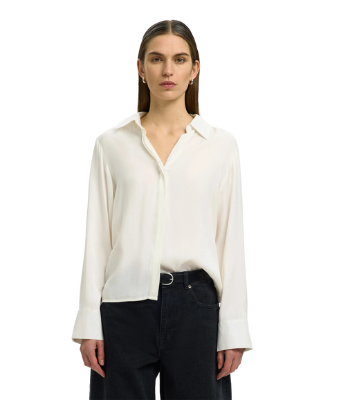 Jonna Reg LS Open Collar Shirt - White