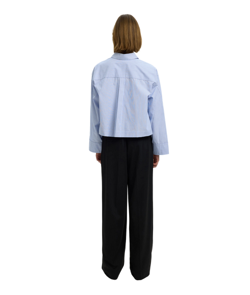 Dannie LS Cropped Boxy Shirt - Blue