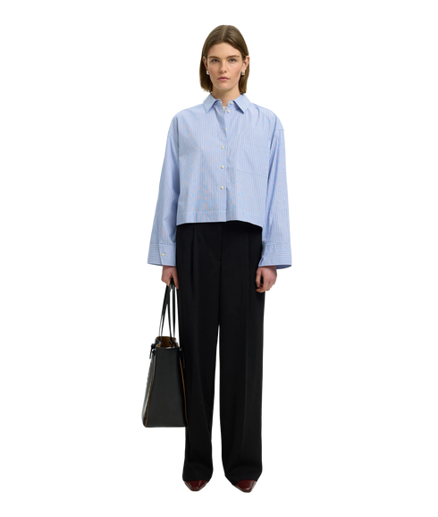 Dannie LS Cropped Boxy Shirt - Blue