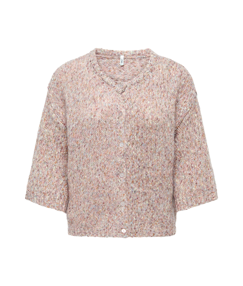 Zille SS O-Neck Button Cardi - White