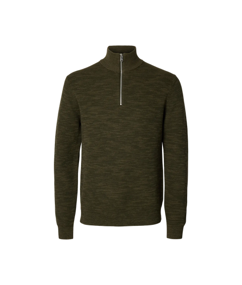 Dane LS Knit Structure Half Zip - Green
