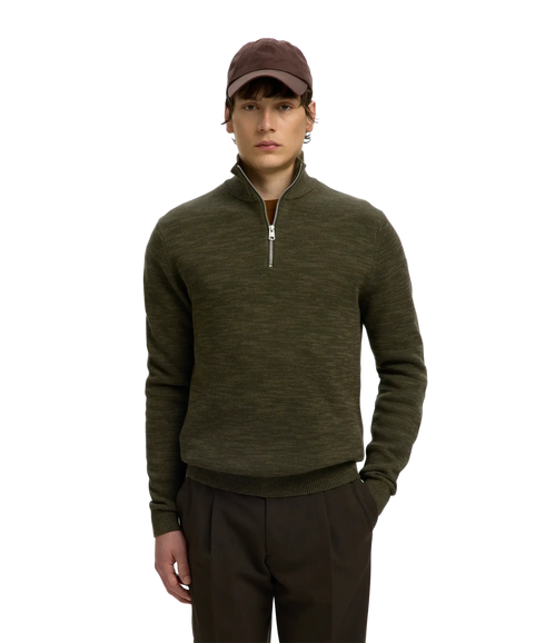 Dane LS Knit Structure Half Zip - Green
