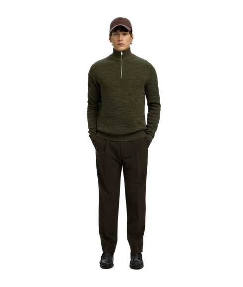 Dane LS Knit Structure Half Zip - Green