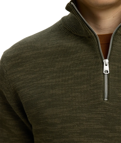 Dane LS Knit Structure Half Zip - Green