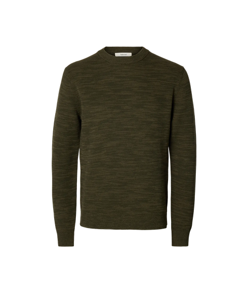 Dane LS Knit Structure Crew Neck- Green
