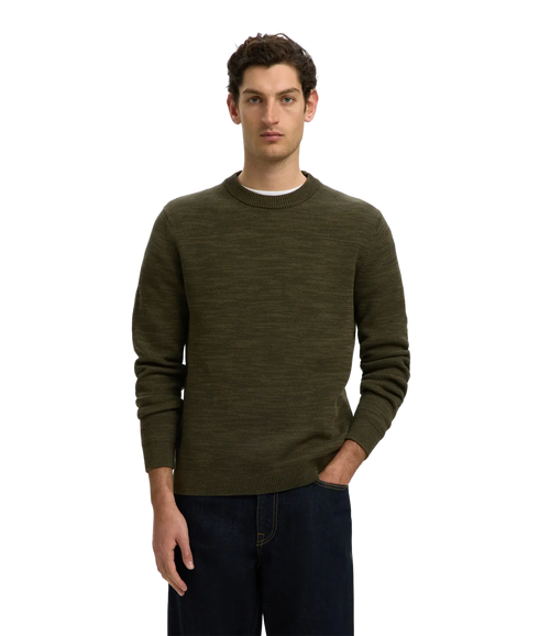 Dane LS Knit Structure Crew Neck- Green