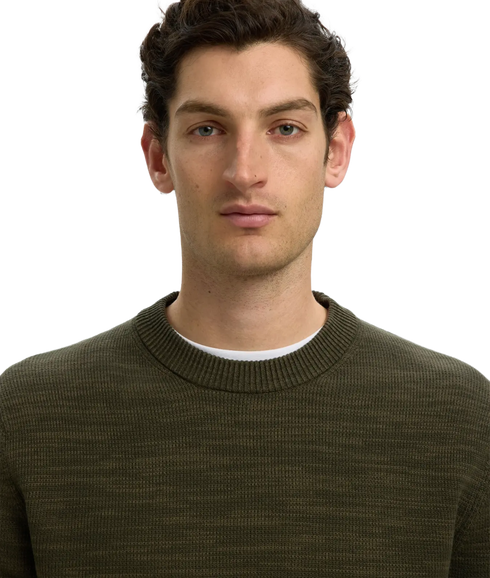 Dane LS Knit Structure Crew Neck- Green