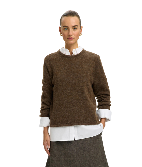 Lulu New LS Knit O-Neck - Brown