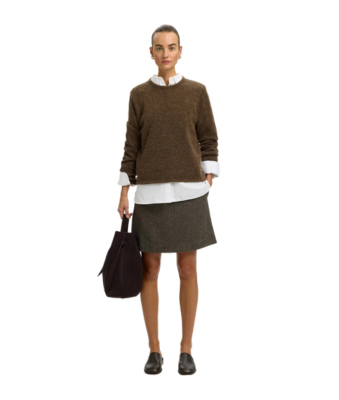 Lulu New LS Knit O-Neck - Brown
