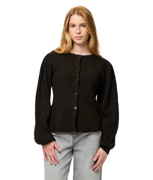 Silly LS Puff Knit CardiganBc - Brown