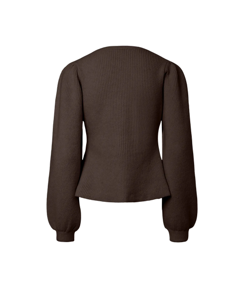 Silly LS Puff Knit CardiganBc - Brown