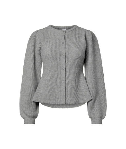 Silly LS Puff Knit CardiganBc - Grey