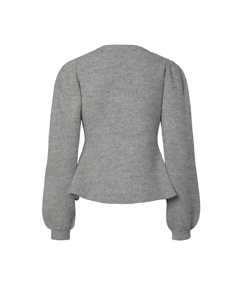 Silly LS Puff Knit CardiganBc - Grey