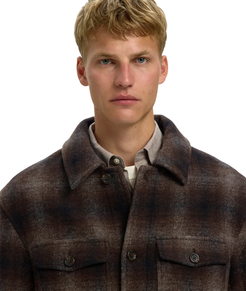 Mitch Wool Blend Shacket - Brown